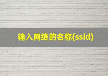 输入网络的名称(ssid)