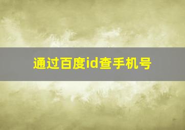 通过百度id查手机号