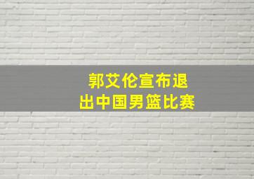 郭艾伦宣布退出中国男篮比赛