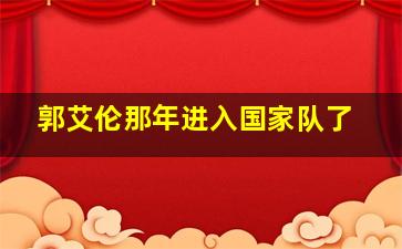 郭艾伦那年进入国家队了