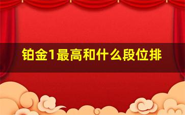 铂金1最高和什么段位排