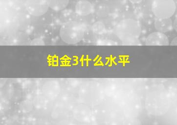 铂金3什么水平