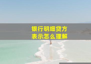 银行明细贷方表示怎么理解