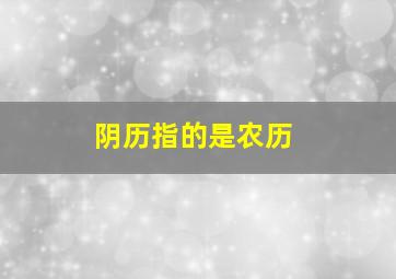 阴历指的是农历