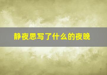 静夜思写了什么的夜晚