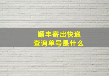 顺丰寄出快递查询单号是什么