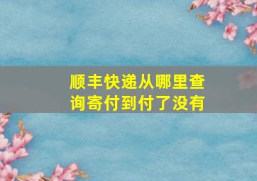 顺丰快递从哪里查询寄付到付了没有