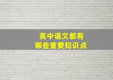 高中语文都有哪些重要知识点