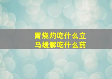 胃烧灼吃什么立马缓解吃什么药